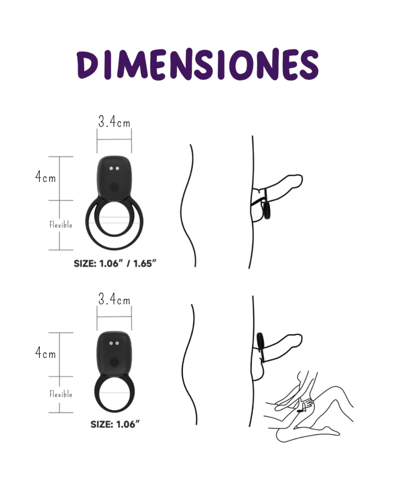 Aro Vibrador Recargable Dimensiones