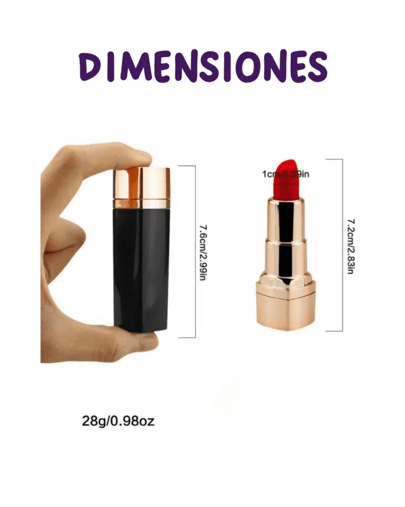 Vibrador Pintalabios Dimensiones